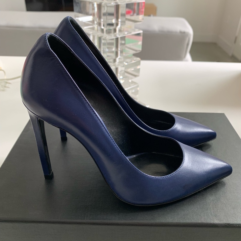 NIB Saint Laurent Blue Royal Calf Leather Pump 36